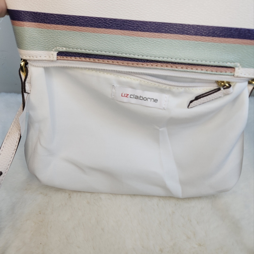 iz Claiborne Multicolor Striped Crossbody Bag | Rainbow | Faux Leather Spring - Picture 3 of 7